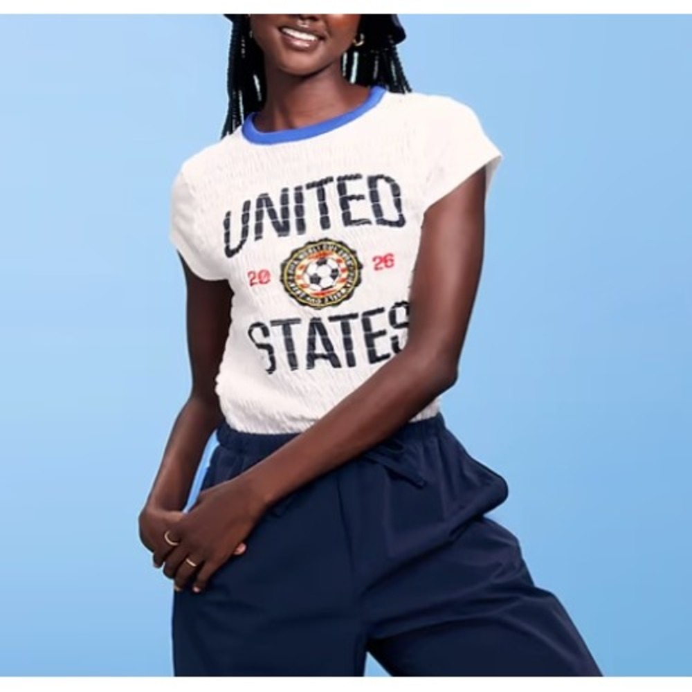 FIFA World Cup 2026 United States Shirt Large White Excellent Smocked Ringer Tee